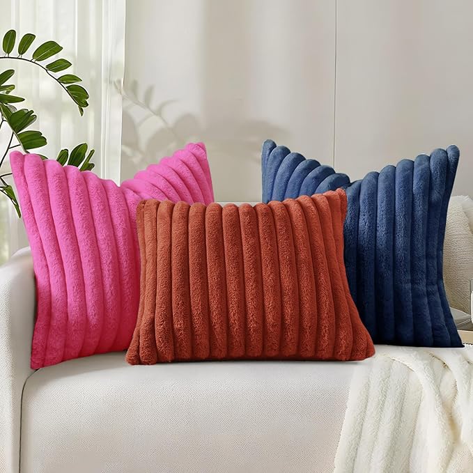 decorUhome Cozy Faux Fur Throw Pillow Covers 22x22 Set of 2 Decorative Soft - Image 9