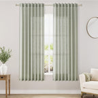 Nanspring Sage Green Linen Curtains 63 Inches Length 2 Panels Set by Nanspring