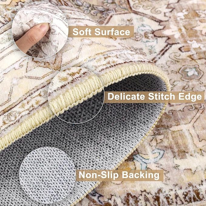 Yamaziot Washable Runner Rug, 2x12 Non-Slip Boho Vintage Hallway Rug Runner - Image 2