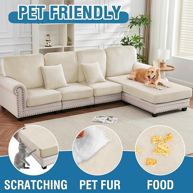 Couch Cover Stretch Velvet Sofa Cushion Cover 3-Piece - Image 3
