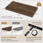 Fun Memories Floating Shelves 24 Inch Long, 9.3 Inch Deep Floating Shelf for Lving Room, Bedoom, Kitchen, Deep Wall Shelves for Bathroom, 2 Pack Storage Display Shelf for Books, Decors, Walnut