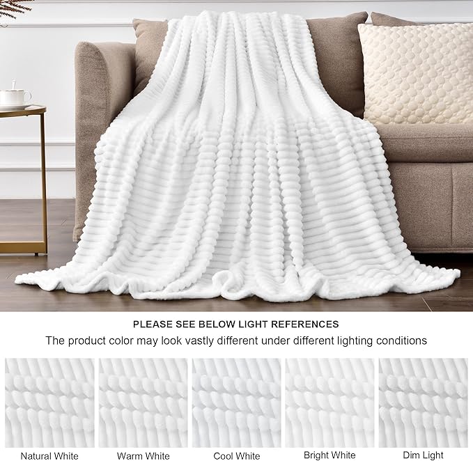 BEDELITE Fleece Throw Blanket for Couch – 3D Ribbed Jacquard Soft and Warm - Image 5