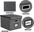 File Organizer Box with Lids, Collapsible File Folder Organizer