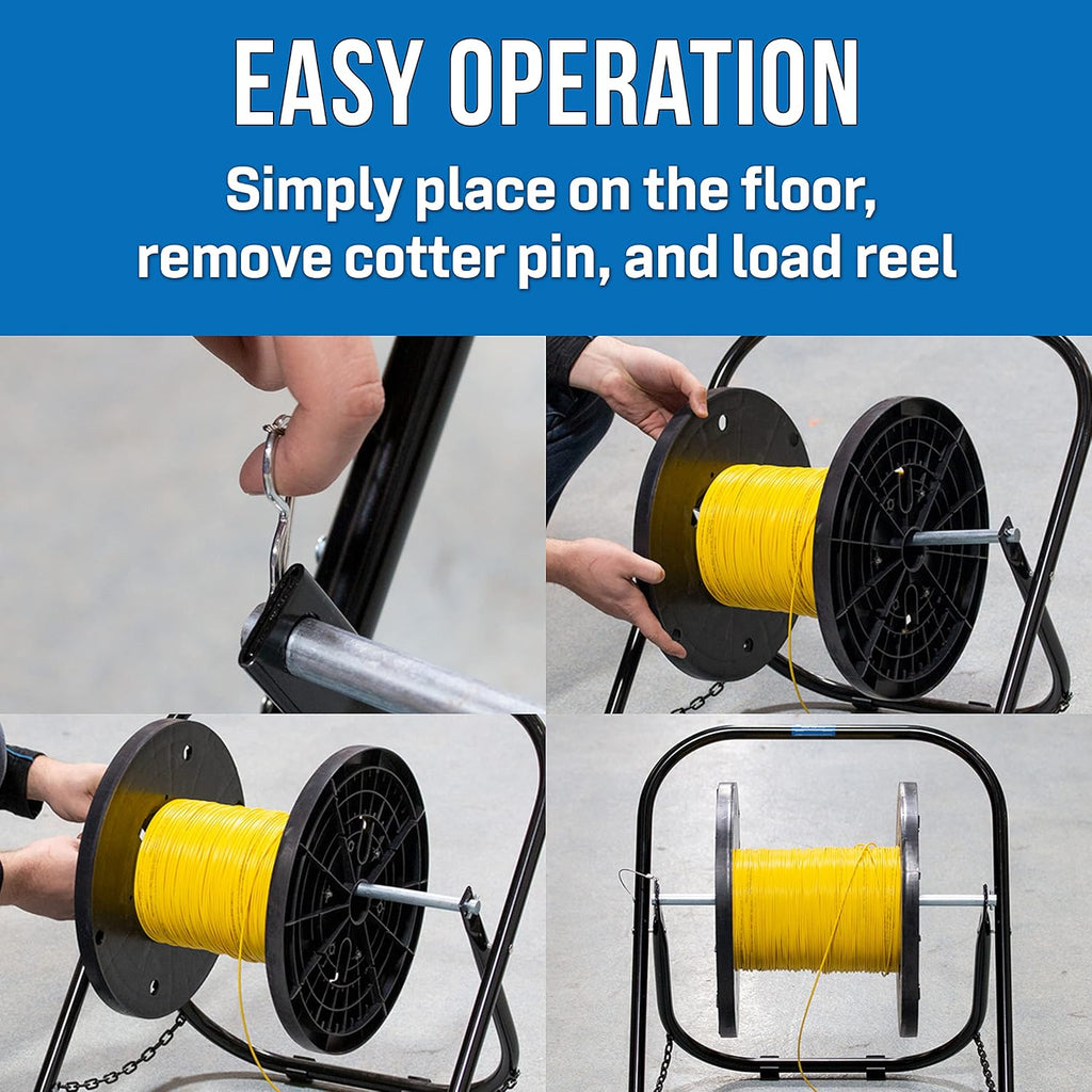 Jonard Tools CC-2721WS High Durability Steel Cable Caddy with Wheels and Pull Strap, Holds Cable Reels Up to 20” Diameter and 100 lbs Capacity,Black
