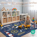 OPPODREAM Nautical Soft Area Rugs 5x7, Washable Dark Blue Rug - Image 3