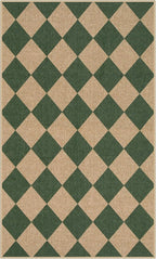 Lahome Colette Checkered Outdoor Patio Easy Jute Rug, 3x5 Dark Green Washable - Image 8