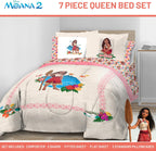 Disney Moana Queen Comforter Set 7 Piece Kids Bedding for Girls, Beige