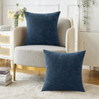 MIULEE Pack of 2 Blue Throw Pillow Covers 20x20 Inch Soft Chenille Pillow Covers - Image 5