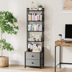 CD Storage Rack with Drawer, 5-Tier Media Storage Shelf