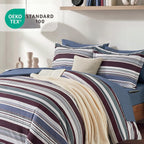 Monbix Queen Comforter Set-7 Pieces Striped Bed in a Bag Queen Bedding Sets