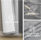 Yakamok Dove Grey Linen Curtains 100% Blackout 63 Inches Long, Room Darkening - Image 6