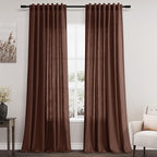 Nanspring Rustic Brown Linen Curtains 108 Inches Long by Nanspring