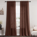 Nanspring Rustic Brown Linen Curtains Semi Sheer 96 Inches Long 2 Panels Set by Nanspring