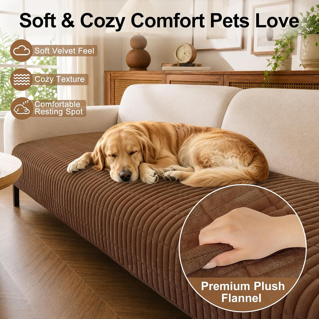 Smiry Couch Covers for Dogs, Non Slip Plush Washable Sofa Cover for Pets
