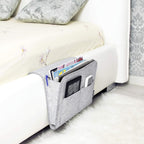 Lib Bedside Caddy, Original Design | Large Size 9.5" x 13.5" | Laptop Holder | 100% Handmade | College Room, Kids Bunk Bed, Hospital Bed | Night Hanging Storage Organizer (Light Gray)