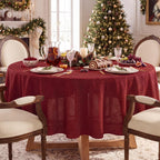 NOVILYS Green Christmas Rectangle Tablecloth with Linen Textured