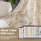 "Lazzzy Farmhouse Polyester blended Curtains Taupe Floral Curtains 96 Inch - Image 6