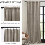 RYB HOME Taupe Velvet Curtains - Image 3