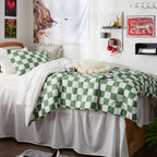 Bedsure Green Comforter Twin Size, Soft Checkered Bedding for Boys 2 Pcs