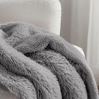 Bedsure GentleSoft Fuzzy Sherpa Faux Fur Twin Blanket Grey Cozy Gifts - Image 3