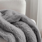 Bedsure GentleSoft Fluffy Grey Throw Blanket, Soft Sherpa Fleece Fuzzy Plush - Image 3