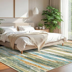 Lansny Modern Abstract 8x10 Large Machine Washable Living Room Rug Non-Slip - Image 2