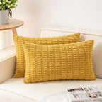 Pack of 2 Corduroy Decorative Throw Pillow Covers 12x20 InchSoft Boho Striped by Unknown