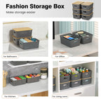 Ohmlove 6 Pack Plastic Storage Baskets with Bamboo Lids for Organization