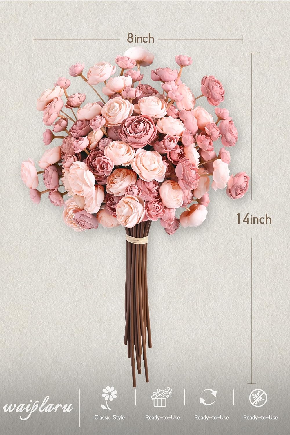 Fake Flowers Faux Flower Artificial Ranunculus Flowers Dusty Rose Peonies