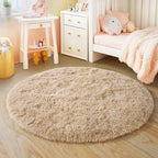 4'x4' Beige Round Rug for Bedroom, Ultra Soft Fluffy Circle Rug for Kids Girls - Image 7