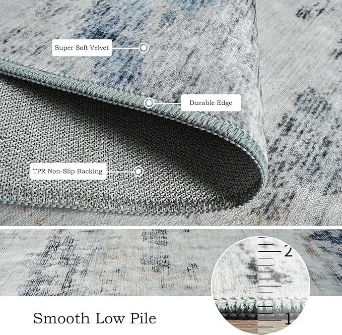 Toneed Abstract Area Rug Modern Washable Rug Soft Non Slip Rug Low Pile - Image 6