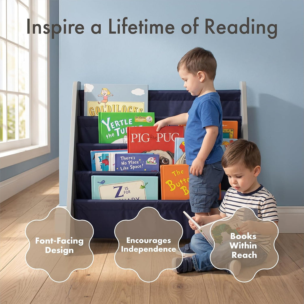 Humble Crew Kids Bookshelf, Montessori Front Facing Toddler Bookcase 4 Tier