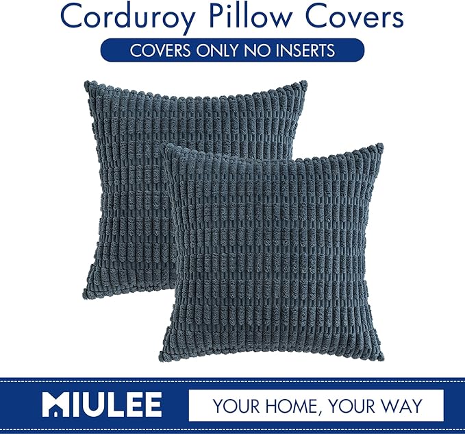 MIULEE Pack of 2 Corduroy Decorative Throw Pillow Covers 16x16 Inch Soft Boho - Image 9
