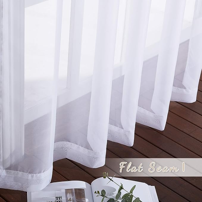 NICETOWN White Sheer Curtains for Bedroom Windows 84" Length - Image 7