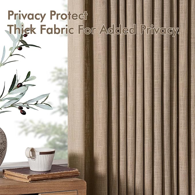 MIULEE Pinch Pleated Thick Linen Curtains 108 Inches Long 2 Panels - Image 7