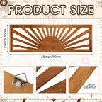 Burbell Horizontal Sun Wall Art, Boho Wooden Room Decor, 35"x12" Dark Brown