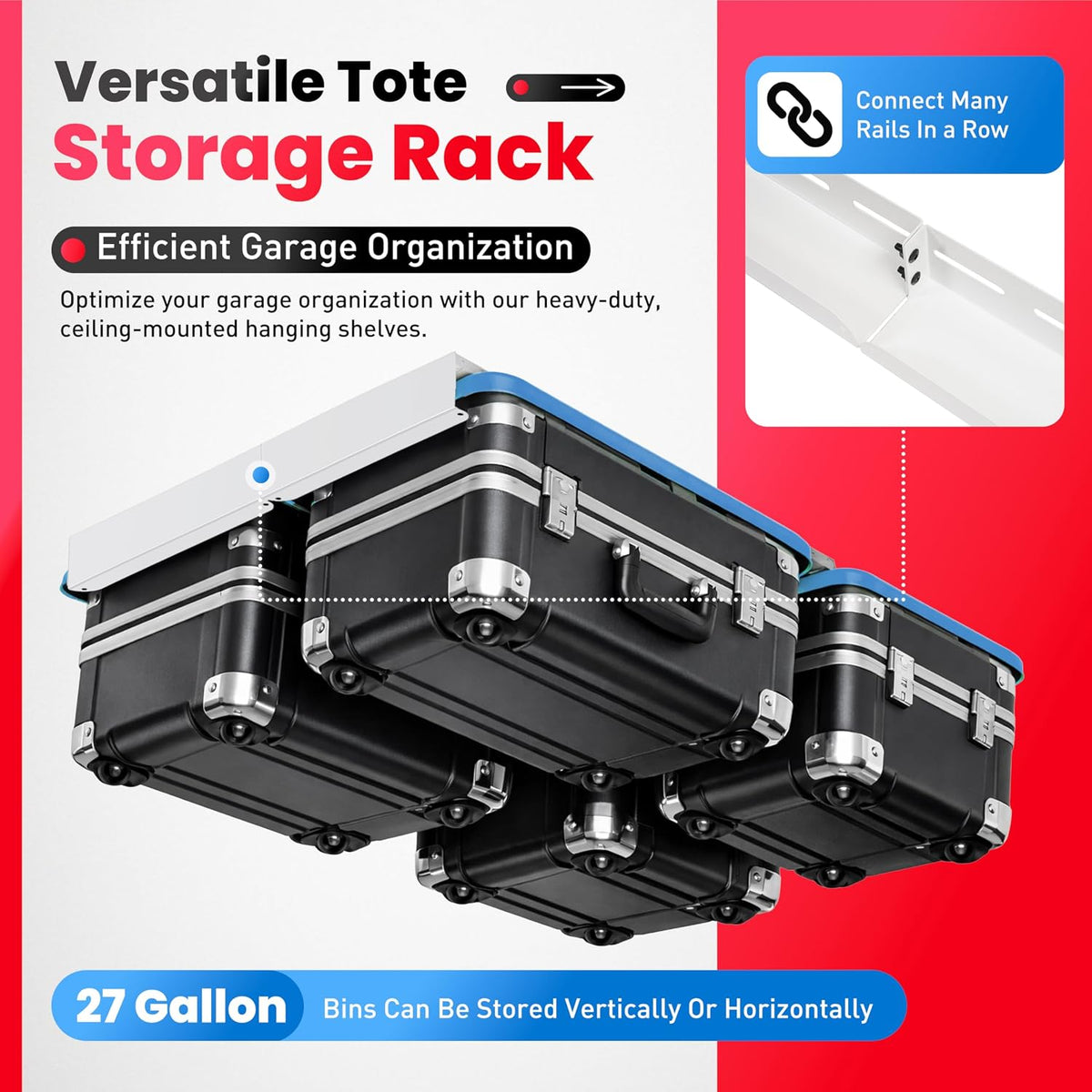 8pcs Heavy Duty Overhead Garage Storage Rack, Connectable Single