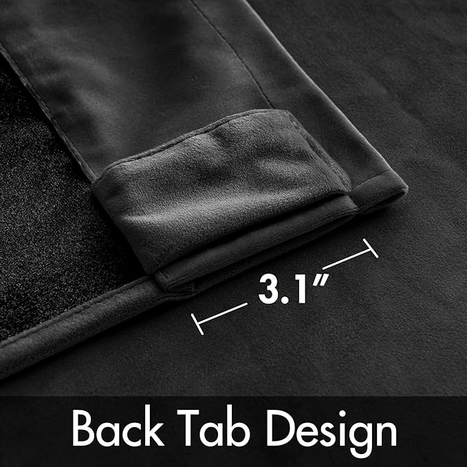 MIULEE Black Velvet Curtains 108 inches Long 2 Panels - Image 3