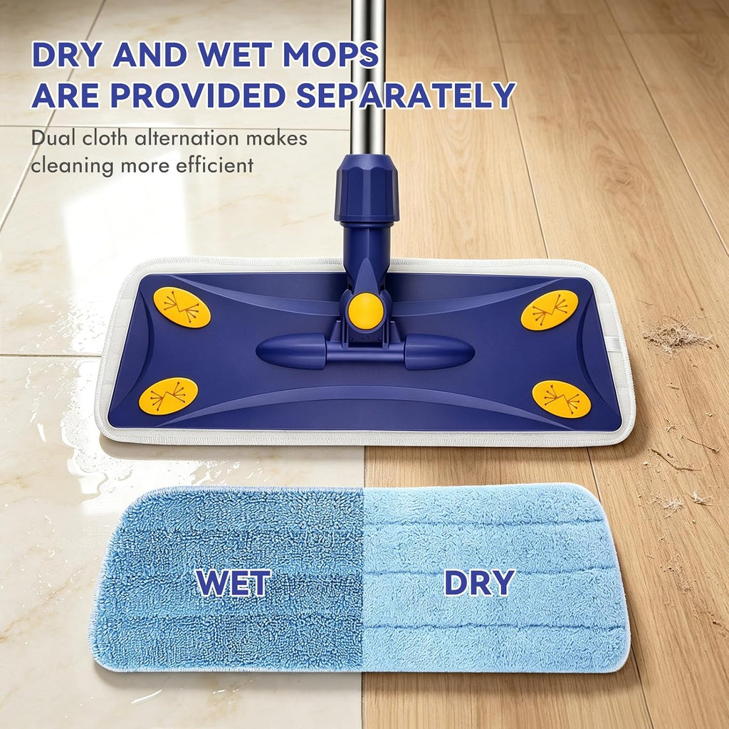 Microfiber Flat Mop for Hardwood Multi‑Surface Floor Cleaning, Blue