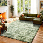 Ophanie Green and White Area Rugs by Ophanie