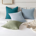 MIULEE Decorative Linen Euro Sham Pillow Covers 26x26 Sage Green Boho Farmhouse - Image 5