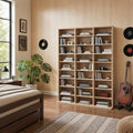 Garvee 9 Tier Tall CD Display Cabinet, 27-Compartment Media Tower, Natural