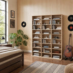 Garvee 9 Tier Tall CD Display Cabinet, 27-Compartment Media Tower, Natural