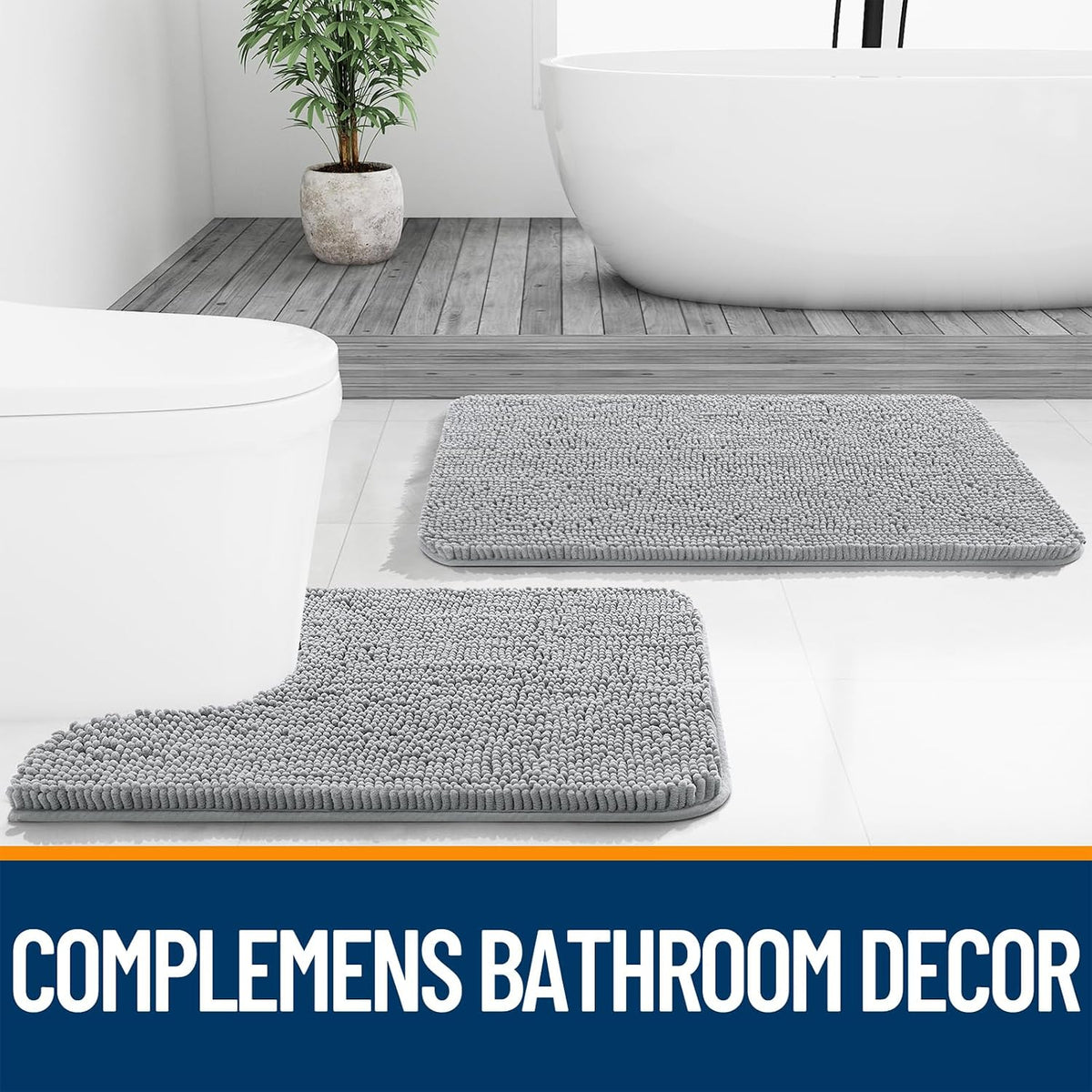 OLANLY Bathroom Rugs 30x20, Extra Soft Absorbent Chenille Bath Rugs