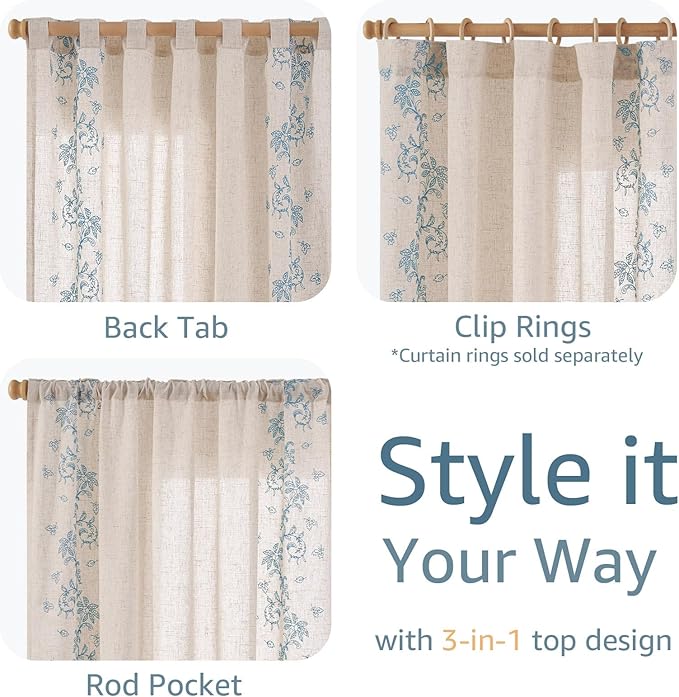 jinchan Evelyn Embroidered Linen Curtains - Image 8