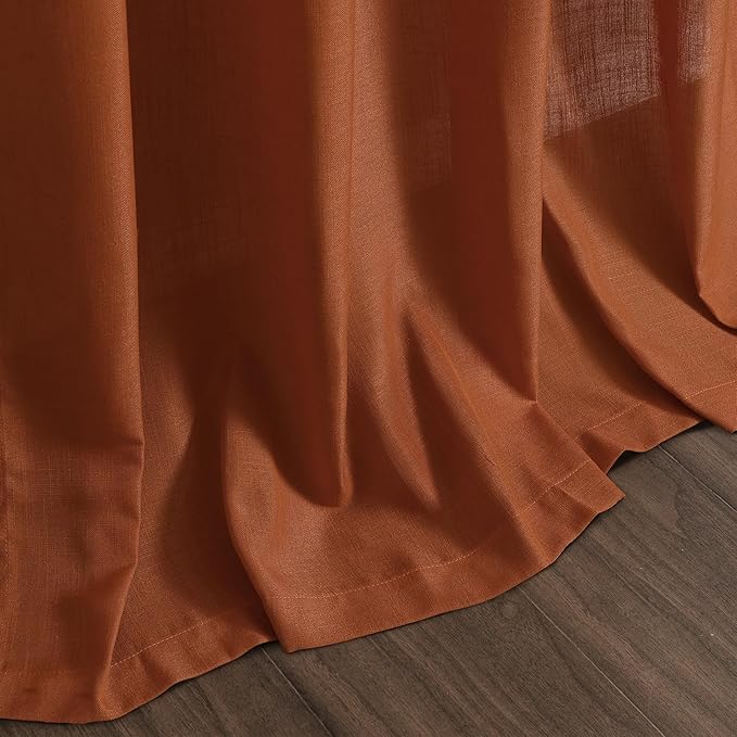 Nanspring Rust Linen Curtains 102 Inches Long - Image 9