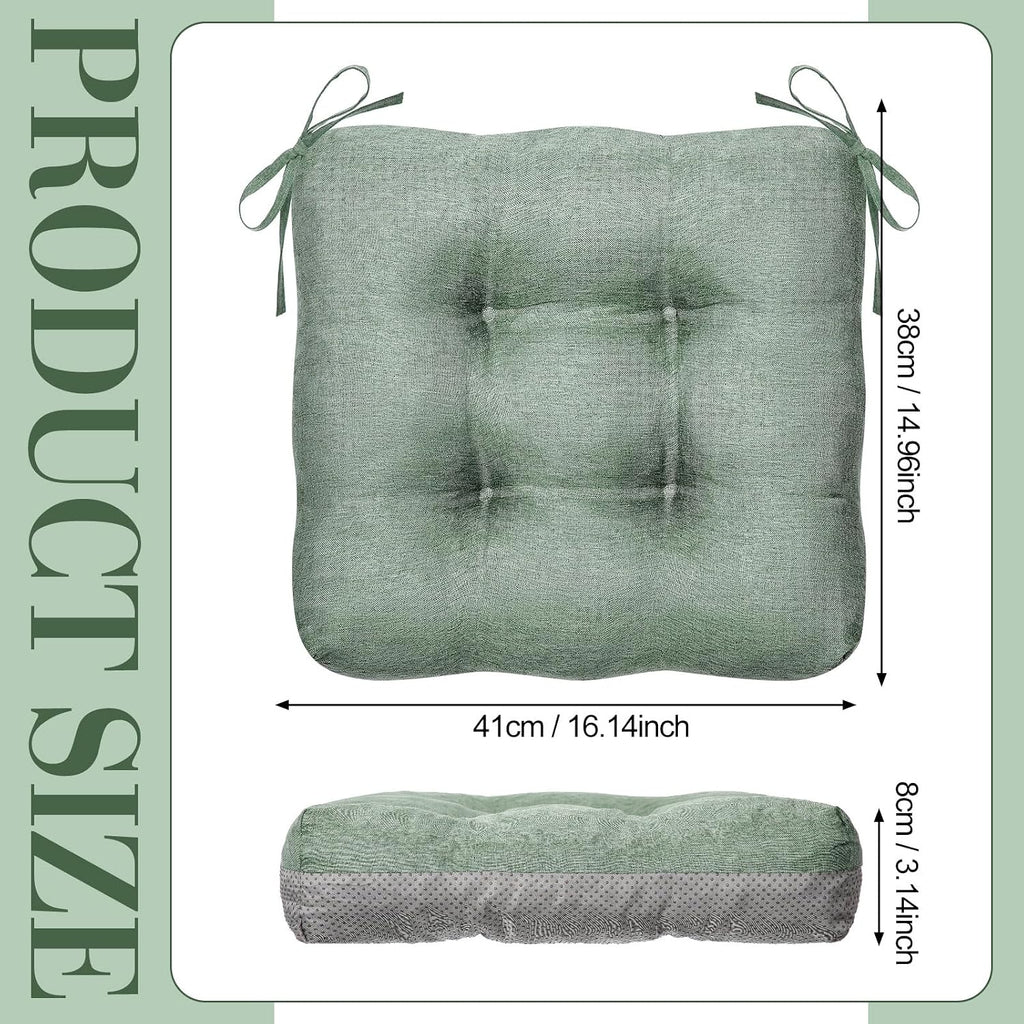 Geetery 4 Pack Chair Cushions, 16" x 15",Basil Green,Solid Color