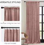 RYB HOME Dusty Pink Velvet Curtains 102 inches - Image 3