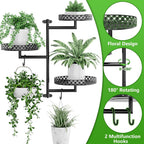 OVICAR Rotating Window Plant Shelves - Indoor Wall Plant Stand 3-Tier Floral Metal Window Shelf Holder for Multiple Plants with Hanging Hooks Home Decor Black