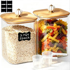 Etolies 2-Pack Large Borosilicate Glass Pantry Jars with Lids & Handle, 3.7 Qt (120 oz) BPA-Free Square Food Storage Containers for Flour, Cereal, Rice, Pasta, Oats, Sugar & Coffee